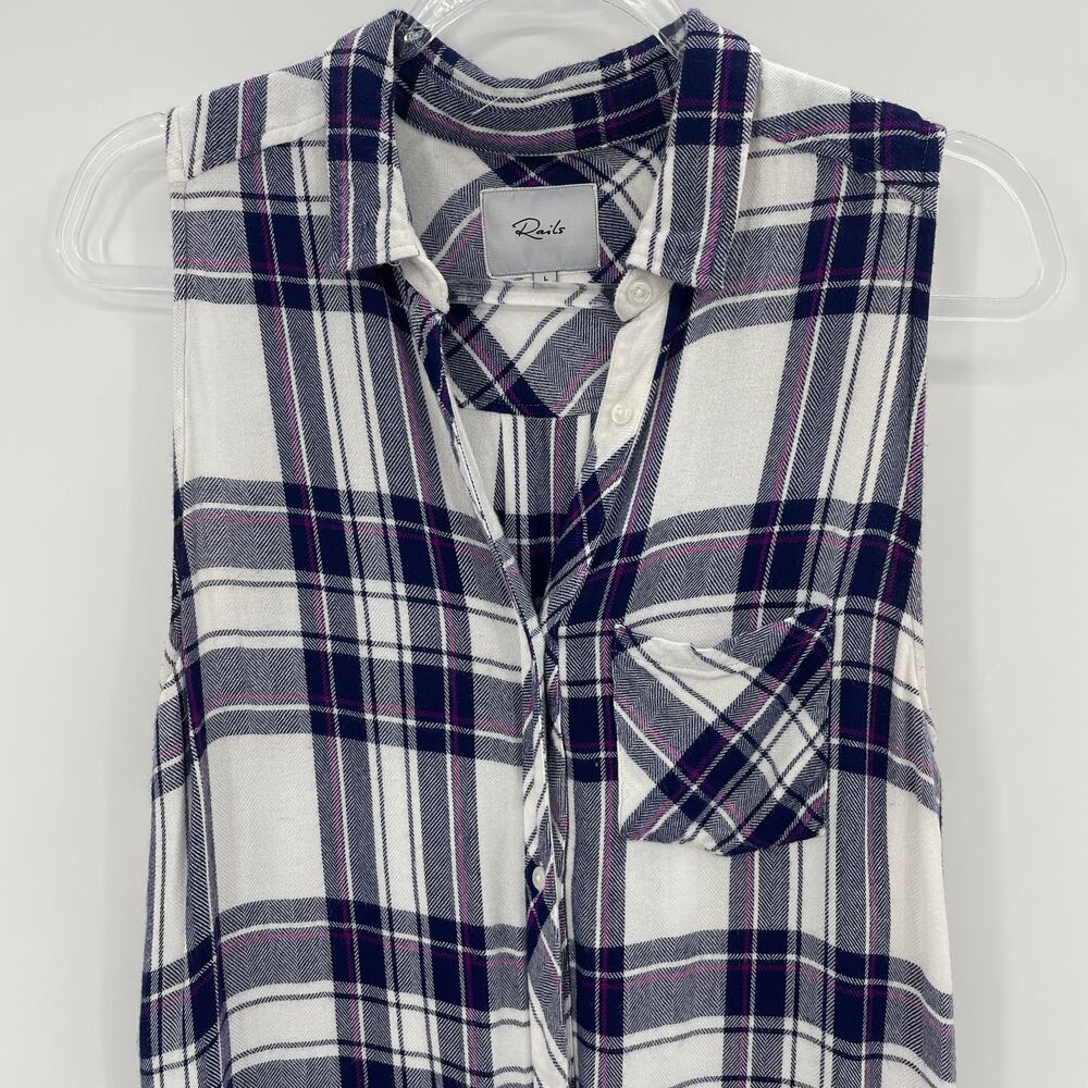 Rails Jordyn Plaid Tunic Sleeveless Button Up Fla… - image 4